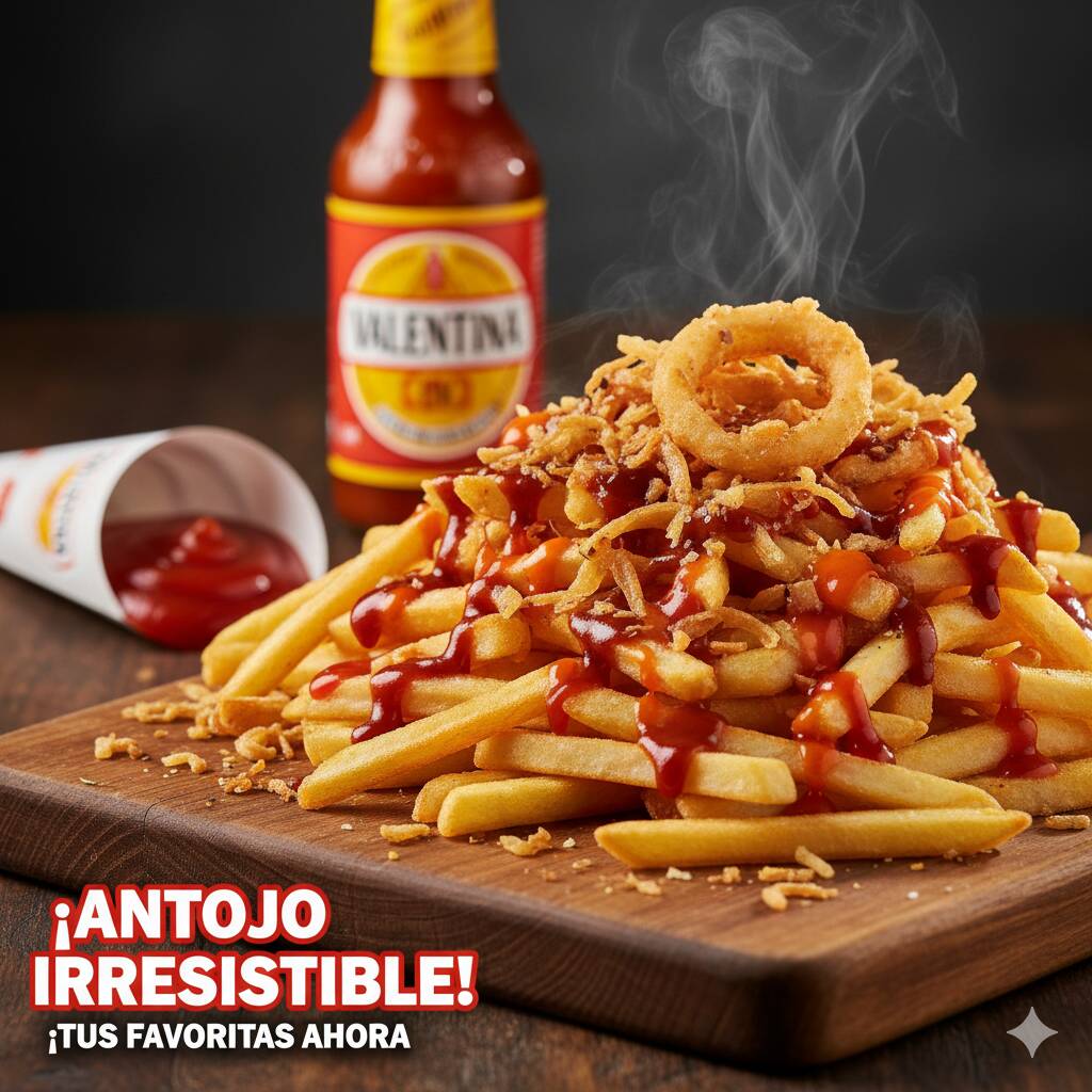 Papas con Bbq y Cebolla Crujiente