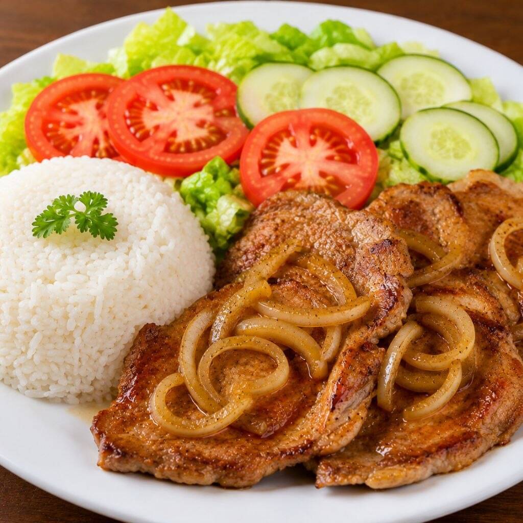 Bistec de Cerdo Encebollado