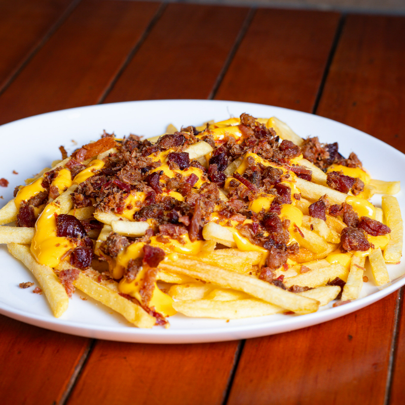 Porcão de batata pequena com cheddar e bacon