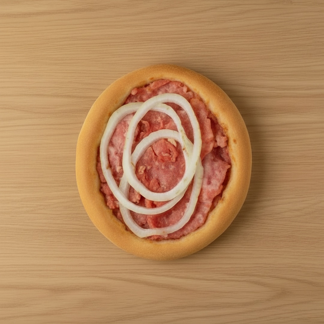 Massa crocante, Calabresa e cebola.