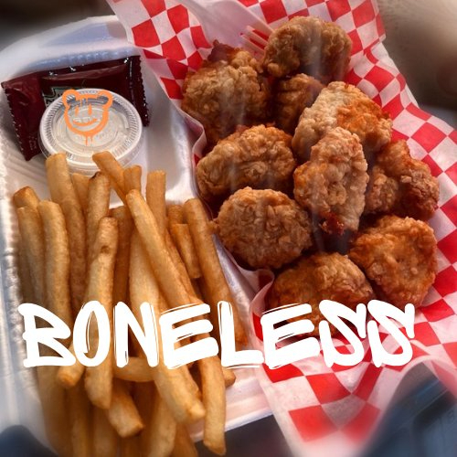 boneless bbq hot 350g + papas aderezo y catsup