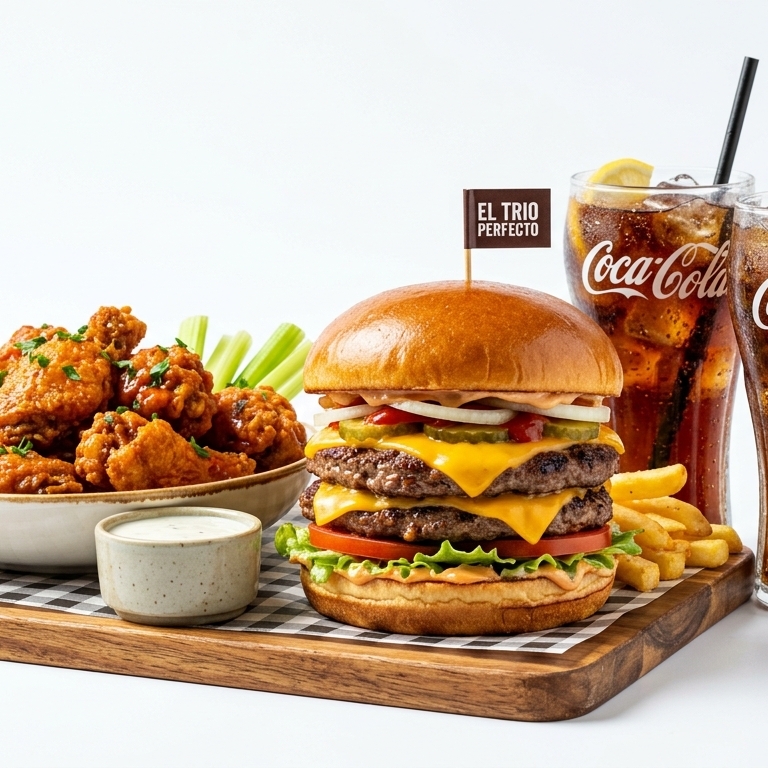 TRIO PERFECTO Alitas+hamburguesa+pepsi