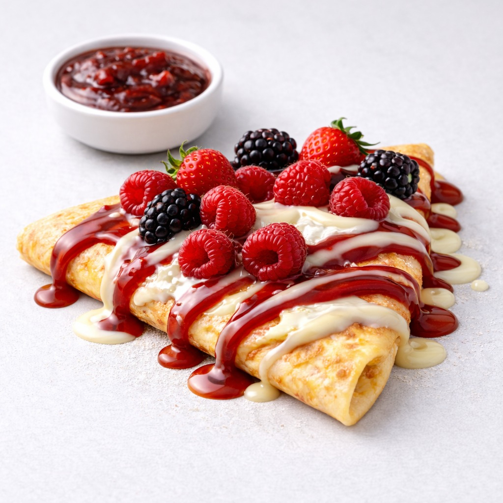 Crepa de Philadelphia y Mermelada de Frutos Rojos
