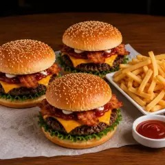 3 Hamburguesas Especiales y 3/2 Órdenes de Papas