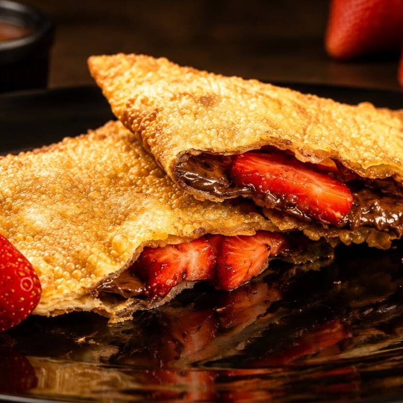 A cremosidade da Nutella® combinada com morangos frescos, formando uma combinação clássica e irresistível.