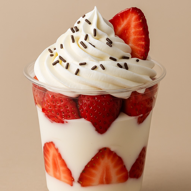 fresas con crema y kinder delice
