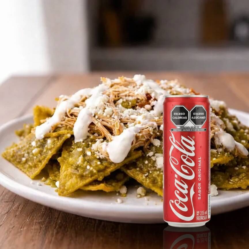 Chilaquiles Verdes con Pollo + Refresco