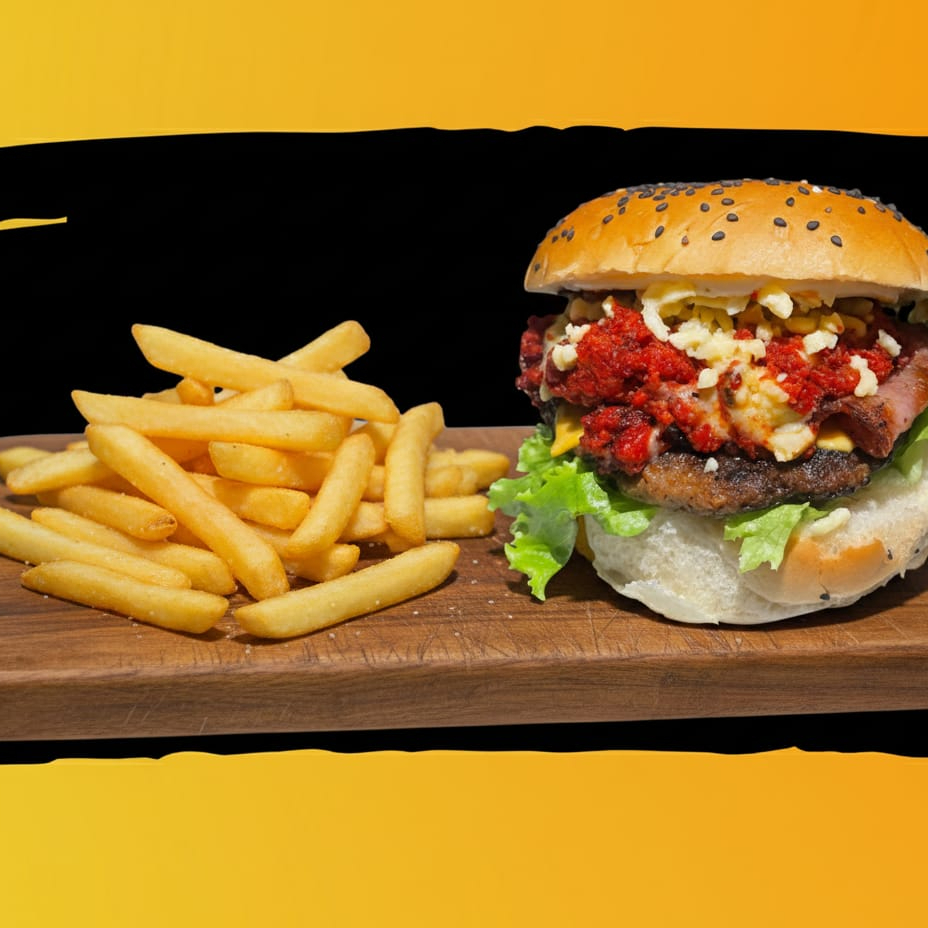 Burger Bacon Chorizo con papas