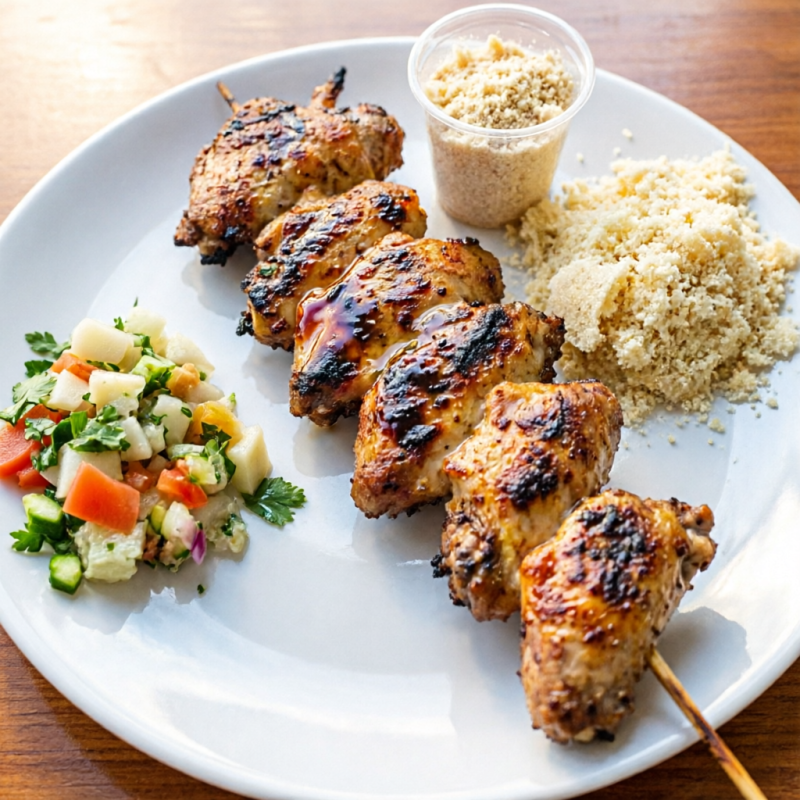Acompanha Farofinha E Chimichurri. Um clássico que vai conquistar seu coração! Nosso Espeto de Meio da Asa é grelhado até ficar perfeitamente dourado e crocante por fora, mantendo toda a suculência e sabor por dentro. Marinado com temperos especiais, cada mordida é uma explosão de sabor que vai te transportar para o melhor do churrasco! Ideal para acompanhar com um molho especial ou simplesmente apreciá-lo puro. Experimente essa delícia e descubra por que é um dos nossos queridinhos!