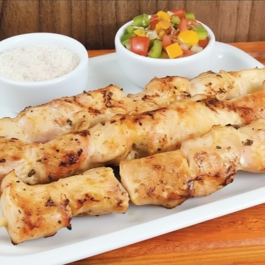 Delicioso espetinho de frango