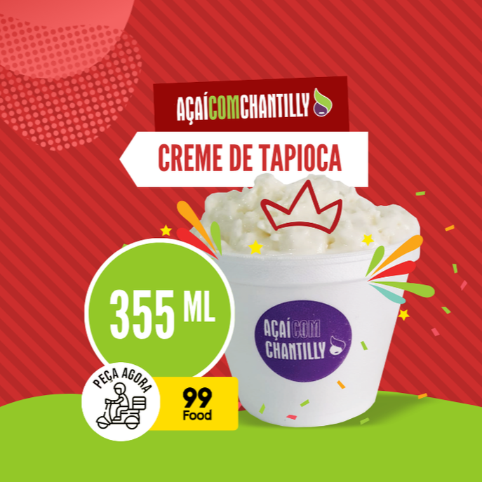 Pote com 355ml de creme de tapioca batido com farinha de tapioca, coco e leite !