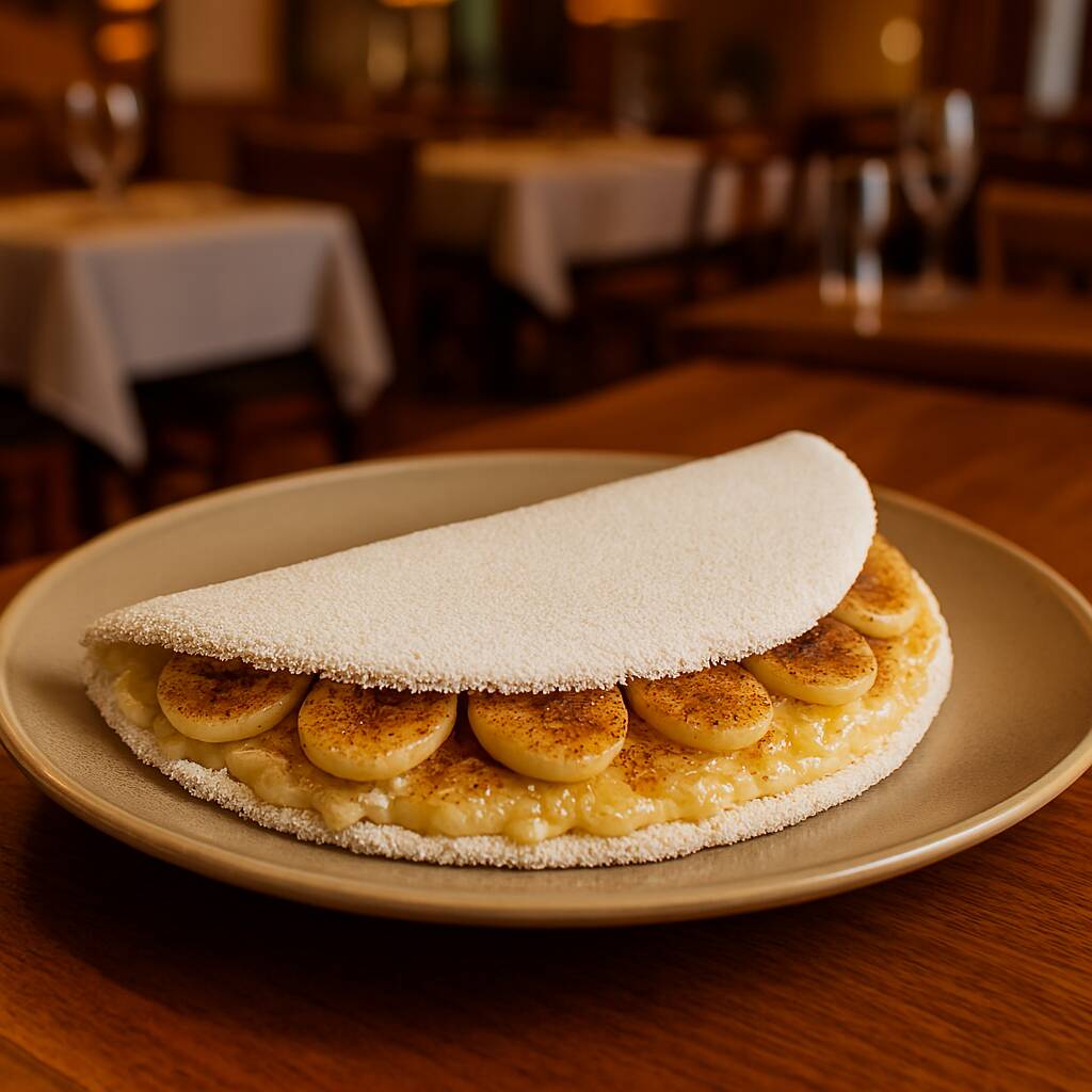 Tapioca Cocada Cremosa com Banana e Canela.