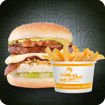 Combo Hamburguesa Especial(QuesoyTocineta) + Papas