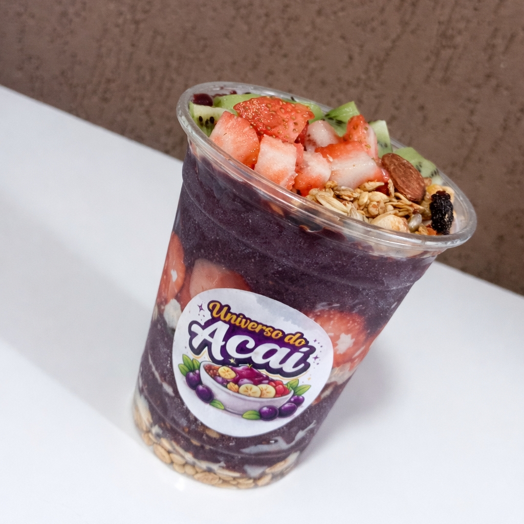 O equilíbrio perfeito entre o doce e o cítrico! Açaí na medida com granola crocante, morangos selecionados e fatias de kiwi fresco. Uma combinação vibrante e nutritiva que vai deixar o seu dia muito mais leve.
