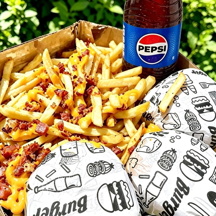 3 HAMBURGUER TRADICIONAL + BATATA GOURMET G + PEPSI 1 LITRO