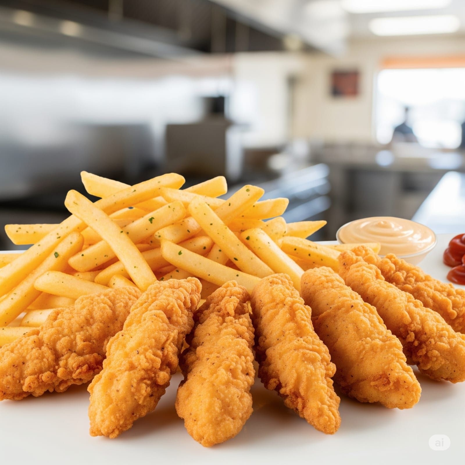 7 Tenders de Pechuga de Pollo Con Papás Fritas