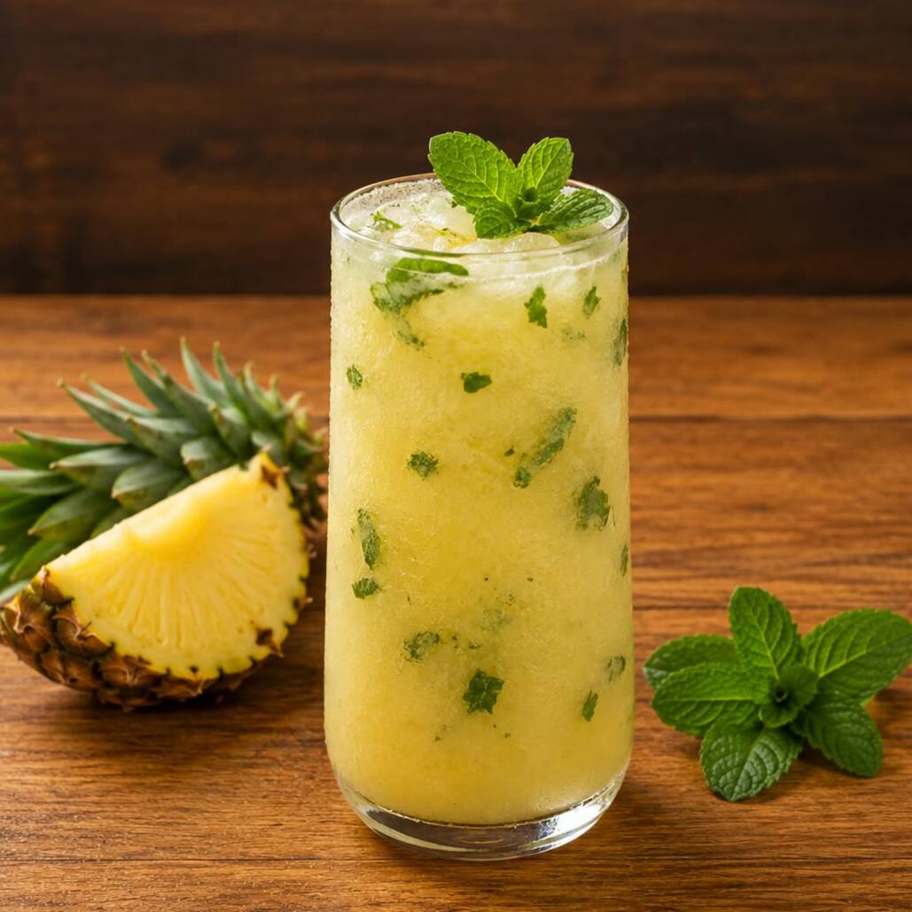 O sabor tropical do abacaxi com o toque refrescante da hortelã. Uma combinação leve e deliciosa.