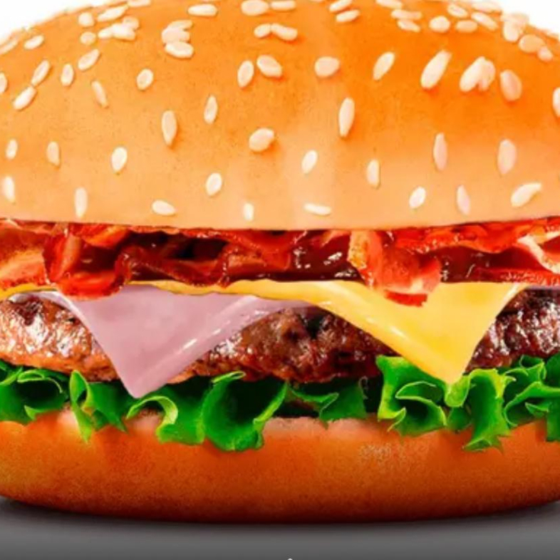 Loucos Nº2 ( Pão, 1 Carne de Hambúrguer, Bacon, Cheddar Fatiado, Presunto, Molho Especial e Salada )