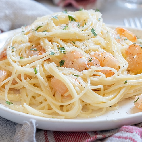 Spaguetti con camarones