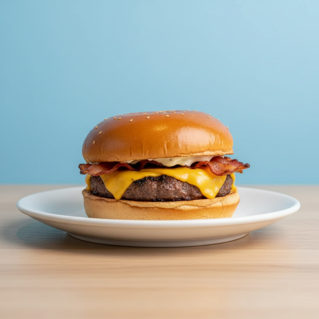 Um clássico cheio de sabor e personalidade. Preparado no pão brioche macio, com hambúrguer suculento de 150g, bacon em fatias e a exclusiva maionese da casa, entrega uma combinação equilibrada, saborosa e irresistível em cada mordida.