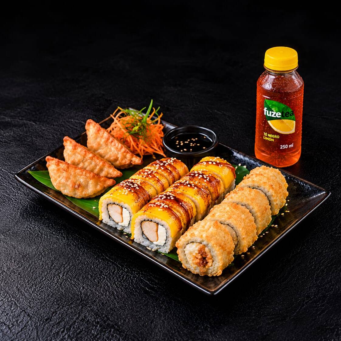 10 TICO + 5 TEMPURAS +3 GYOZAS + 1 TE + 1 SALSA