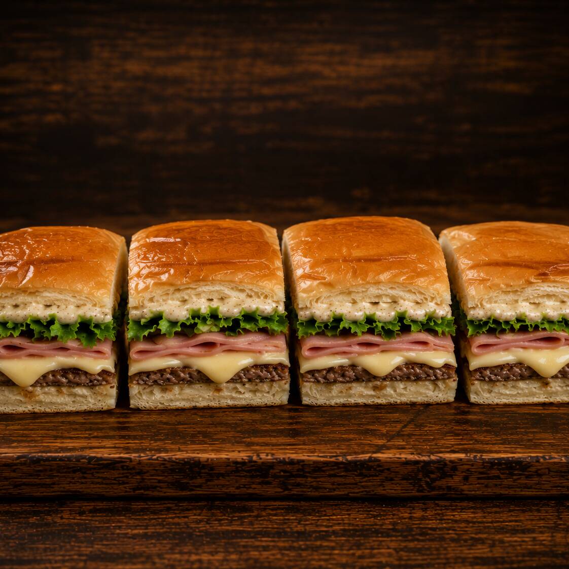 VARA DE LEITE (3 CARNES DE HAMBURGUER INDUSTRIAL, 3 FATIAS DE QUEIJO, 3 FATIAS DE PRESUNTO, 3 OVOS, SALADA E MAIONESE TEMPERADA)