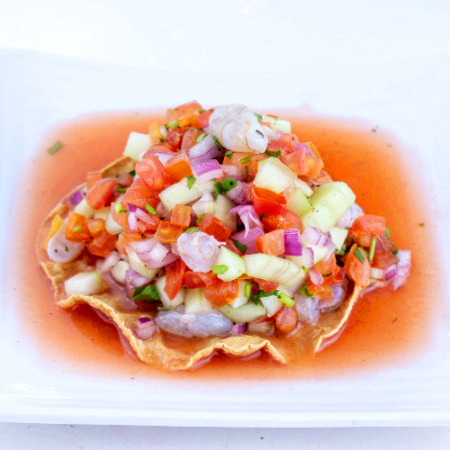 Tostada Ceviche de Camarón