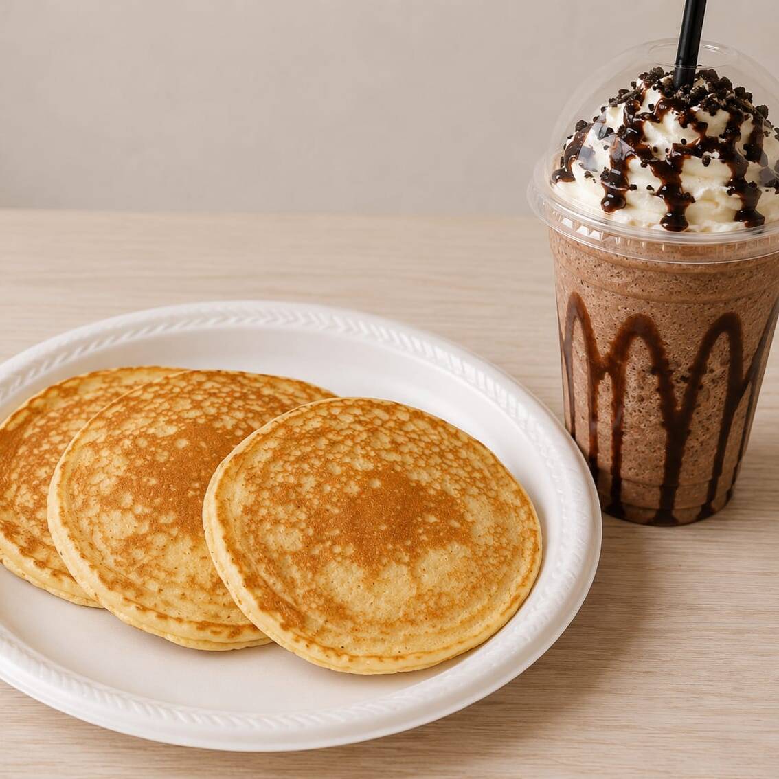 3 Hot Cakes más Frappé