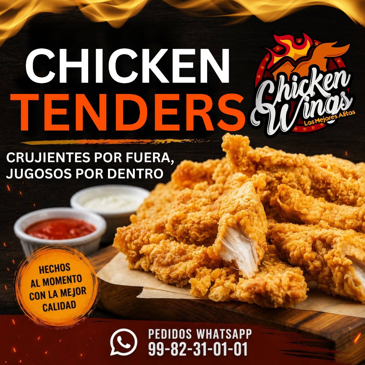 TENDERS JUMBO SALSA BBQ Y PAPAS FRITAS