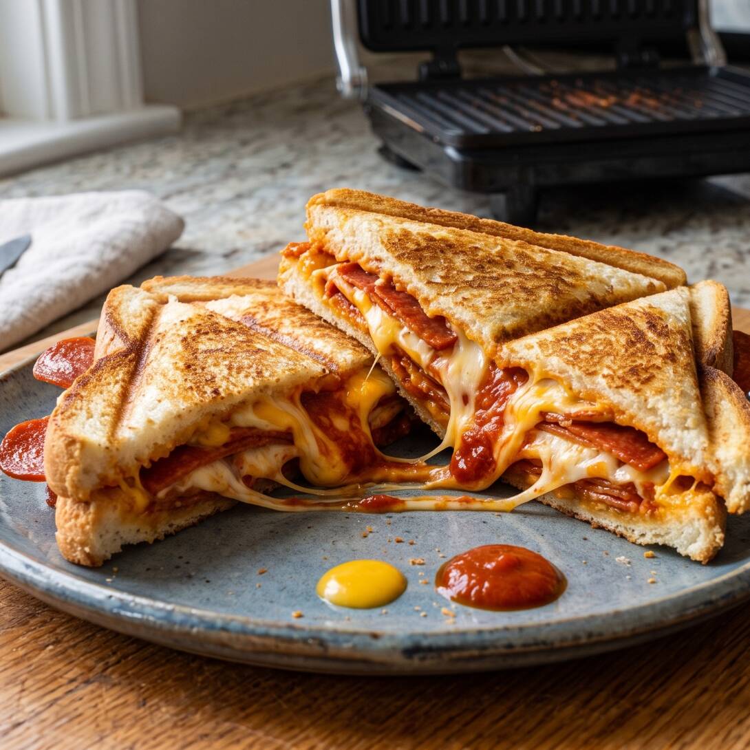 Dos Sandwich de Queso con Peperoni y Salsa