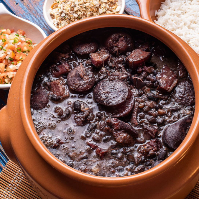 Feijoada Magra, Arroz, Couve, Farofa e Vinagrete
