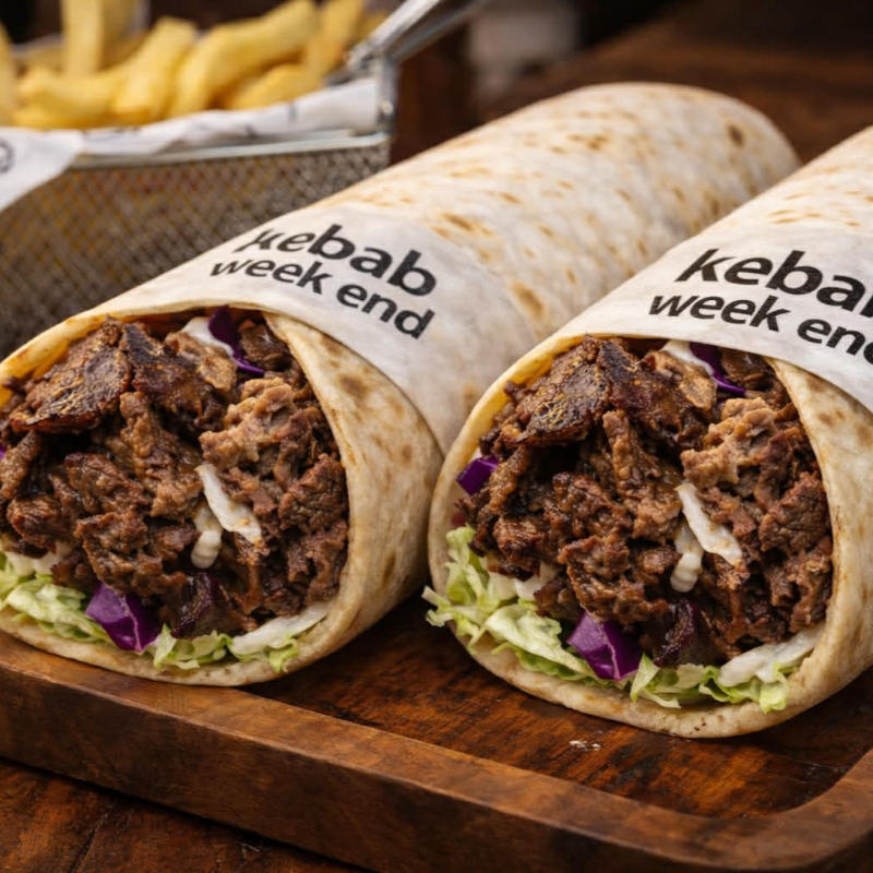 2 Kebab De Carne +1 Refrigerante litro Salada (tomate, alface ,cebola, salsa, rebolho) acompanhamento molho de alho Árabe