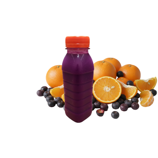 Creme de açaí + Suco de laranja + canudinho