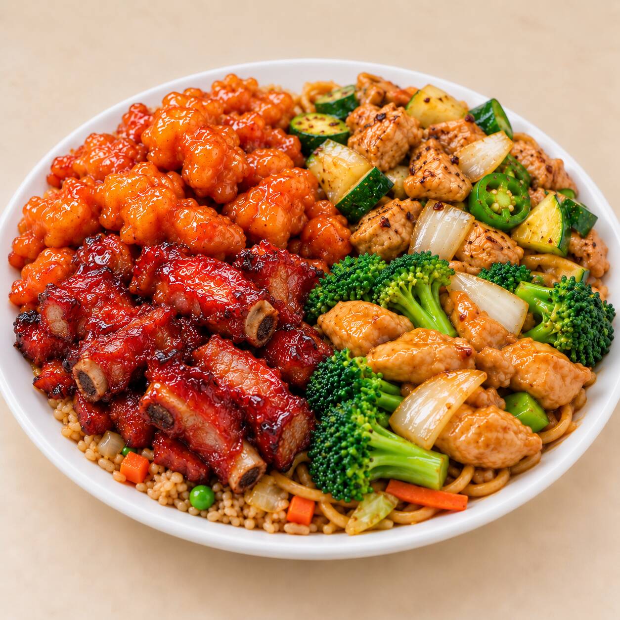 Paquete 4 Combo Arroz o Espagueti + 4 Guisados 四号餐
