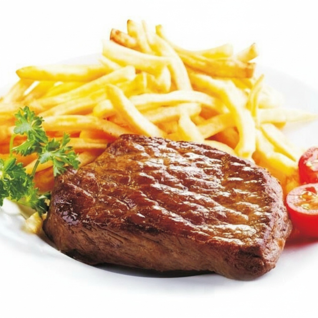 Acompanha arroz, e fritas