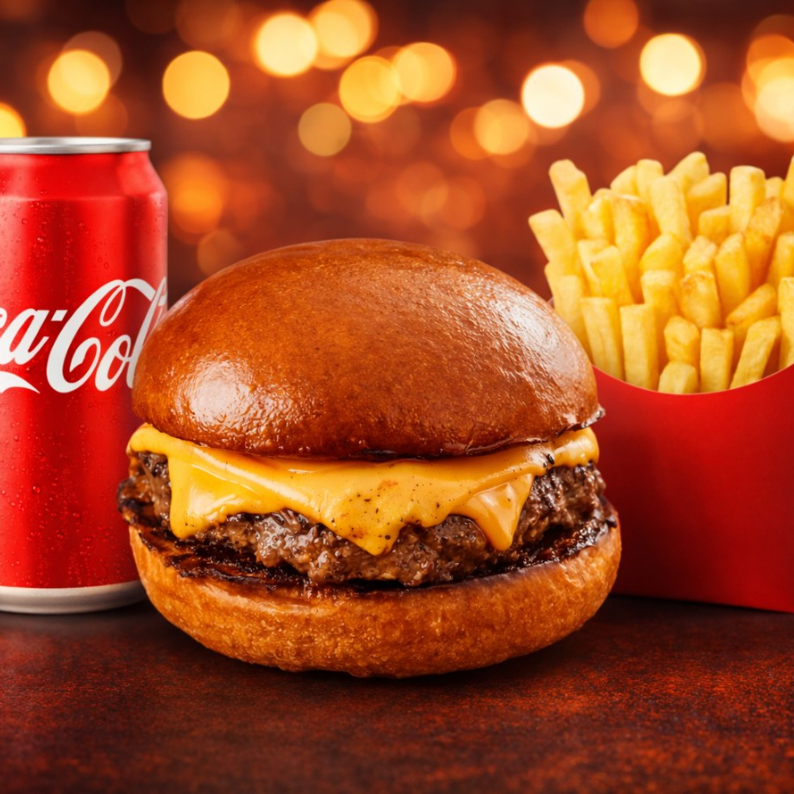 O famoso clássico dos clássicos, Pão brioche selado na manteiga, 100g do nosso blend bovino, queijo cheddar derretido e só + Batata Frita + Refri Lata Grátis