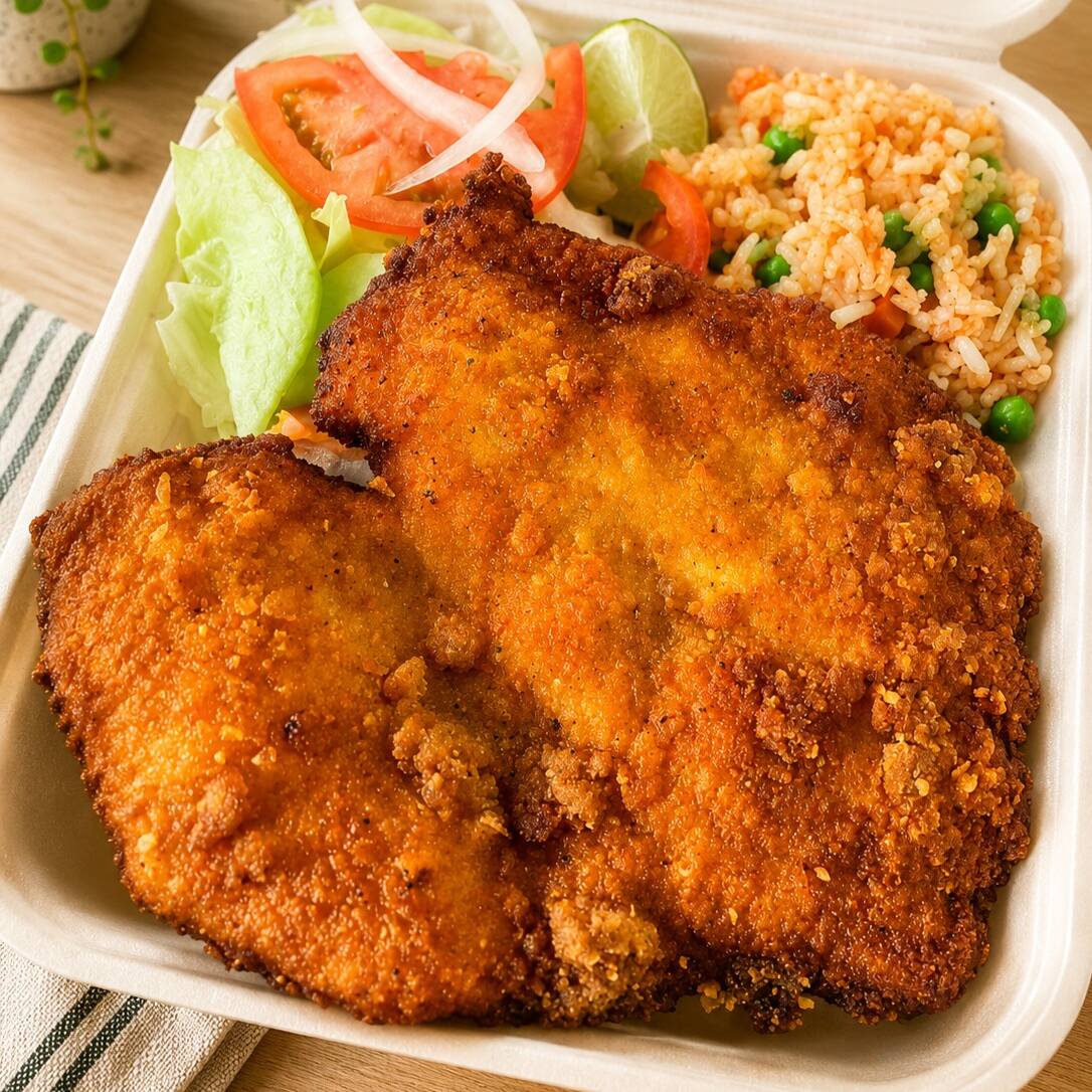 MILNESA DE POLLO O RES EMPANIZADA CON LECHUGA