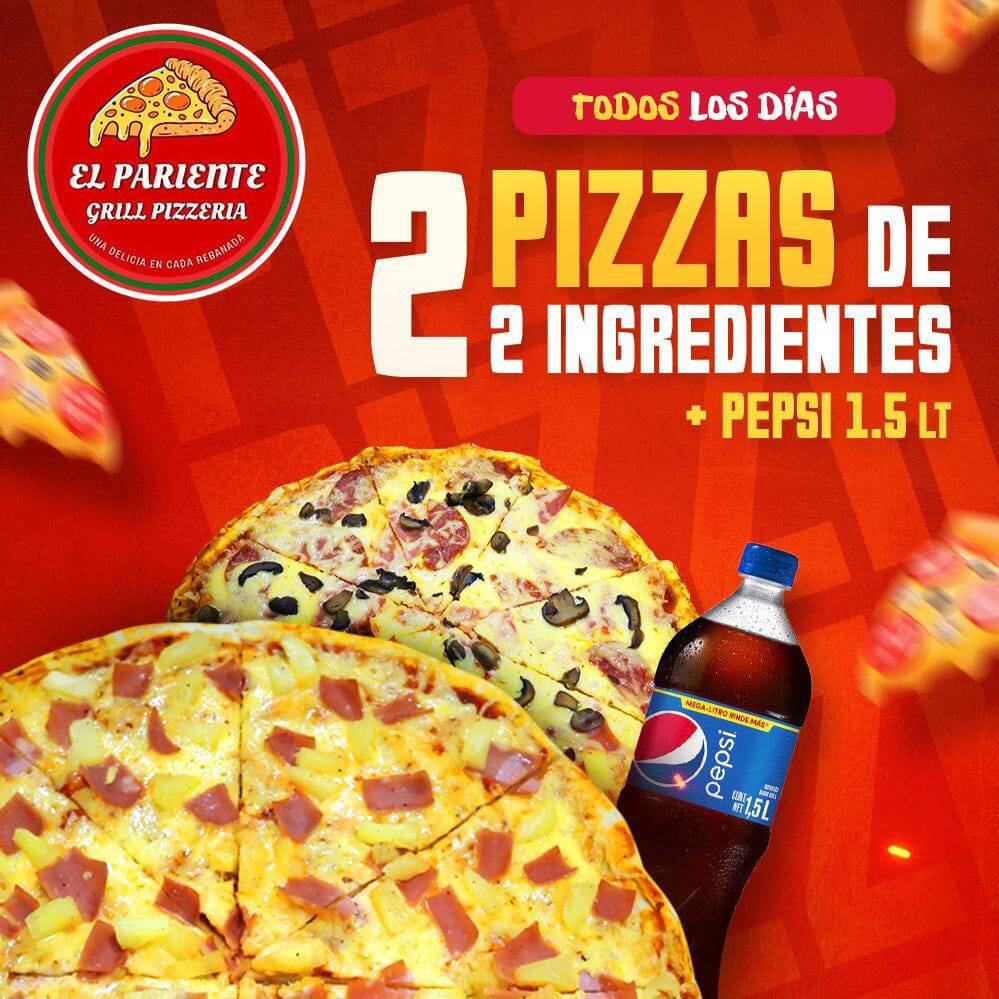 1 PIZZA HAWUAIANA ,Y 1 PIZZA ITALIANA MAS BEBIDA