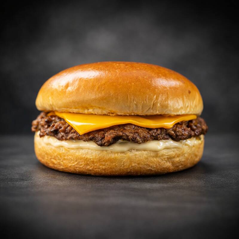 Pão brioche selado, hambúrguer artesanal de 80g no estilo smash — com aquela crostinha dourada e suculência no ponto! Maionese Hellmann’s cremosa e queijo cheddar derretidinho.