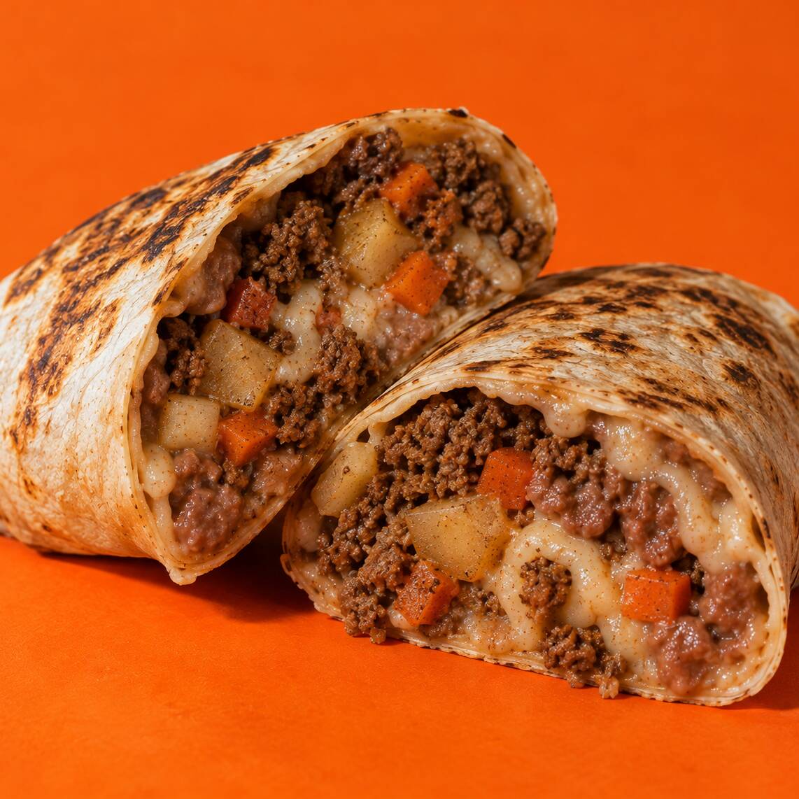 Burrito de Picadillo con Frijol y Queso