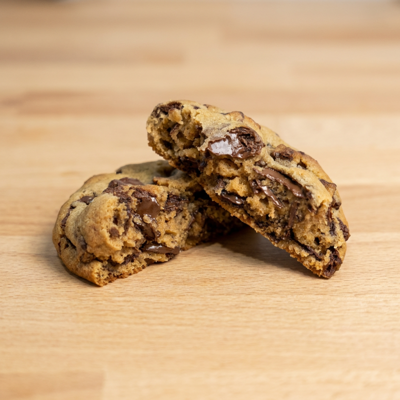 Nosso cookie com a massa tradicional de baunilha com gotas de chocolate