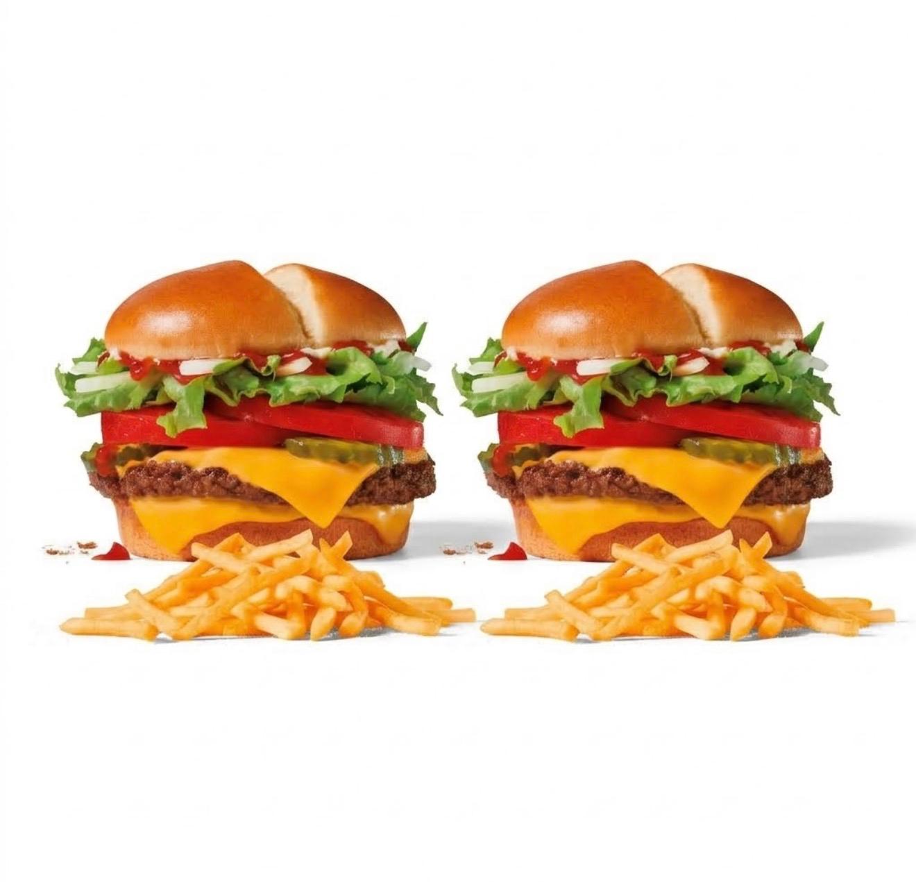 2 Jumbo Jack y 2 papas grandes
