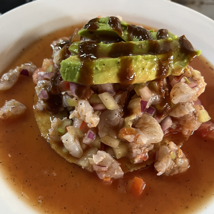 TOSTADA DE CEVICHE DE CAMARÓN