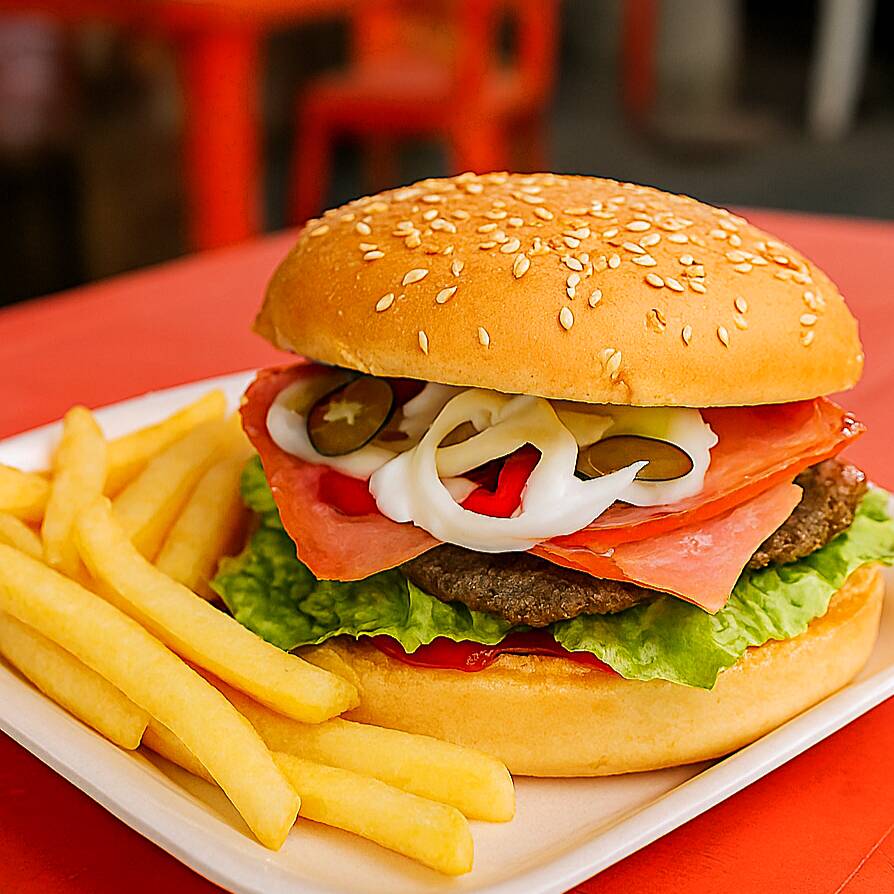 "Hamburguesa Mexa" con Papas