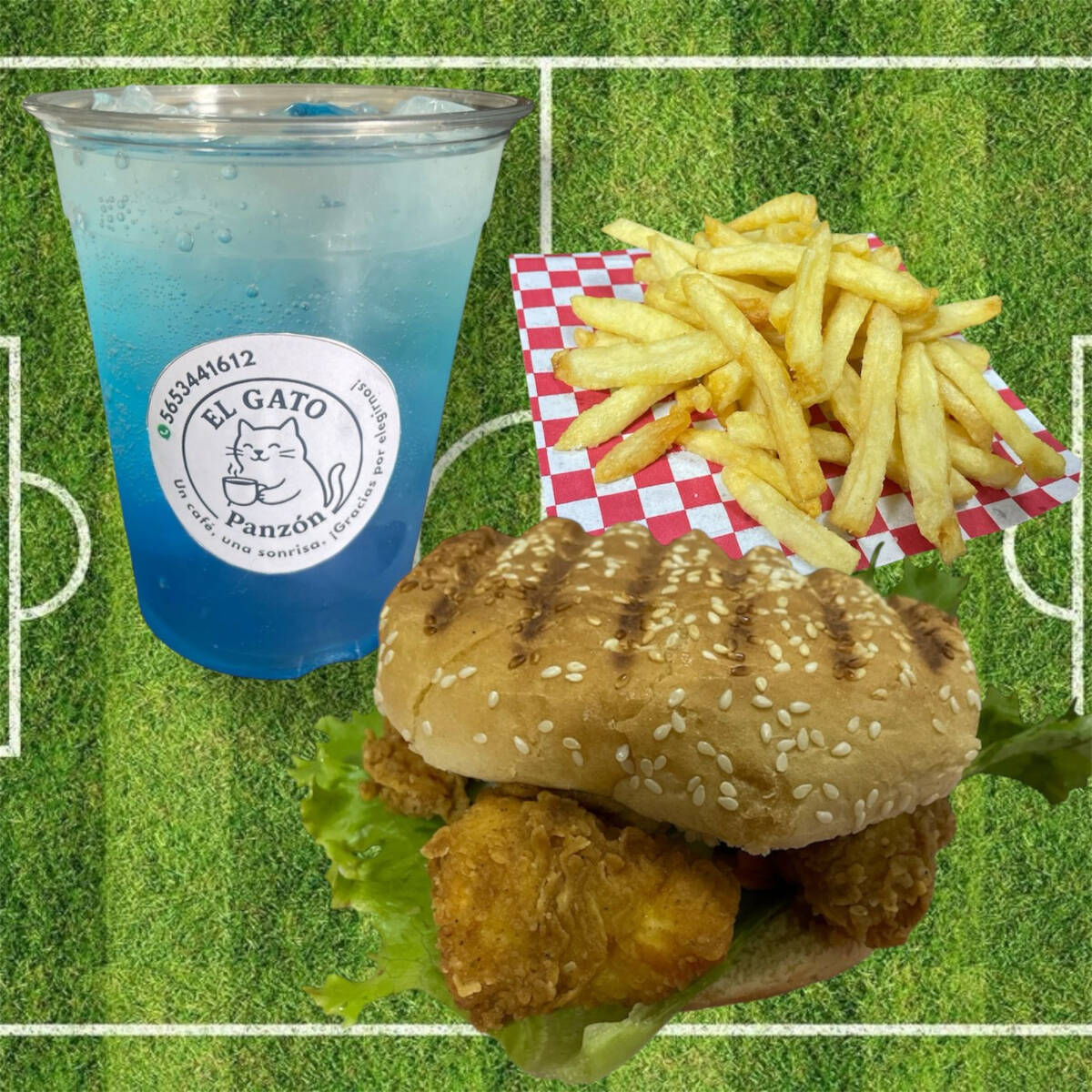 Combo Hamburguesa Chicken Tender, Papas y Soda