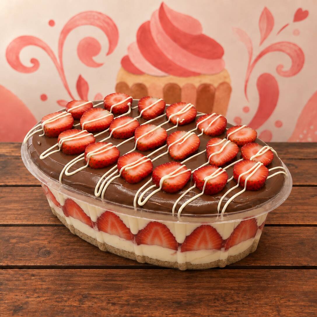 Morangos frescos e suculentos combinados com brigadeiro branco aveludado e ganache de chocolate ao leite. Finalizada com uma generosa porção de morangos, nossa travessa traz o equilíbrio entre doce e azedinho em cada colherada. Perfeita para compartilhar e deixar qualquer momento mais gostoso!