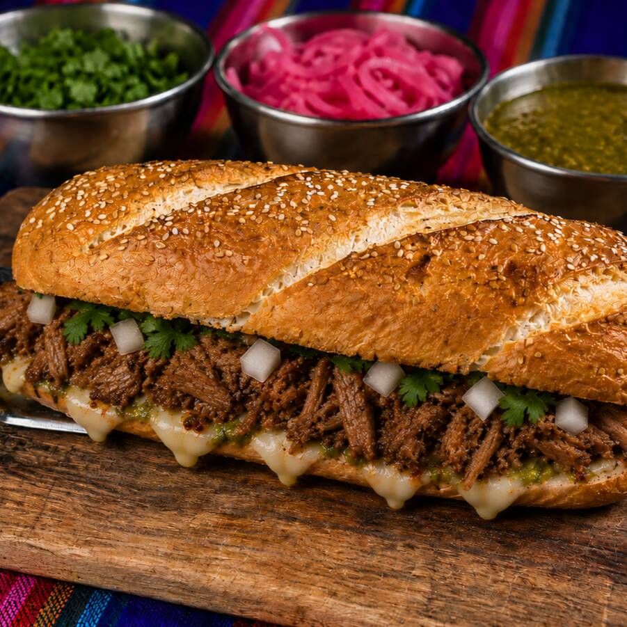 Baguette de carnaza con aguacate