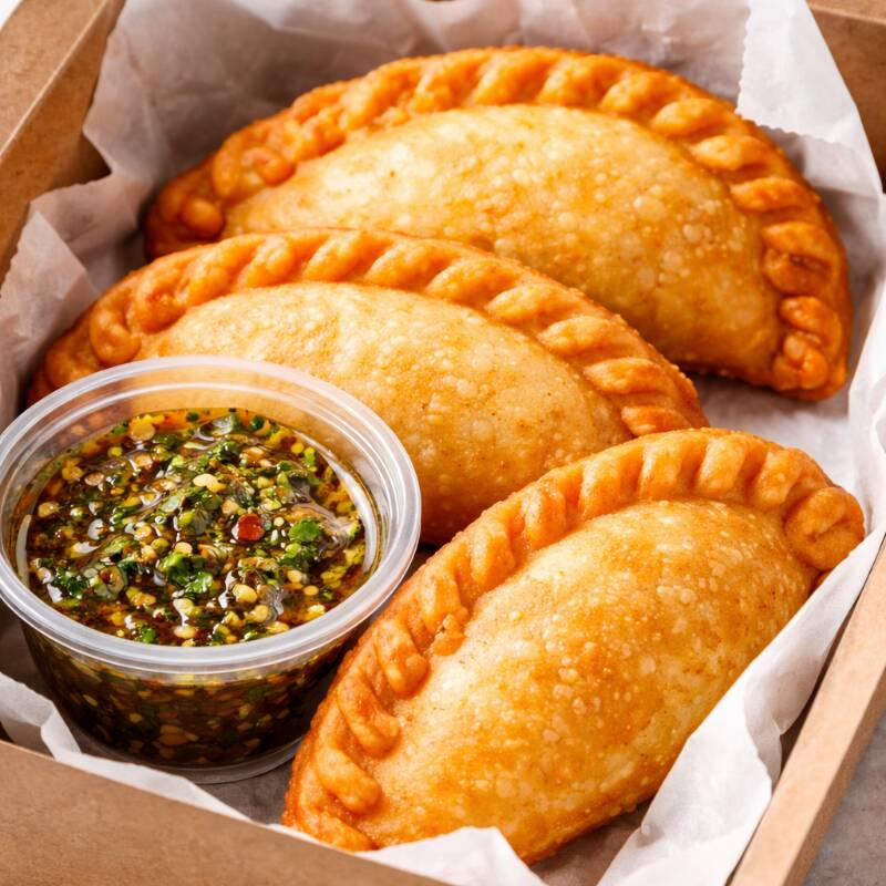 3 Empanadas de carne suave (75 gr) + 1 Chimichurri