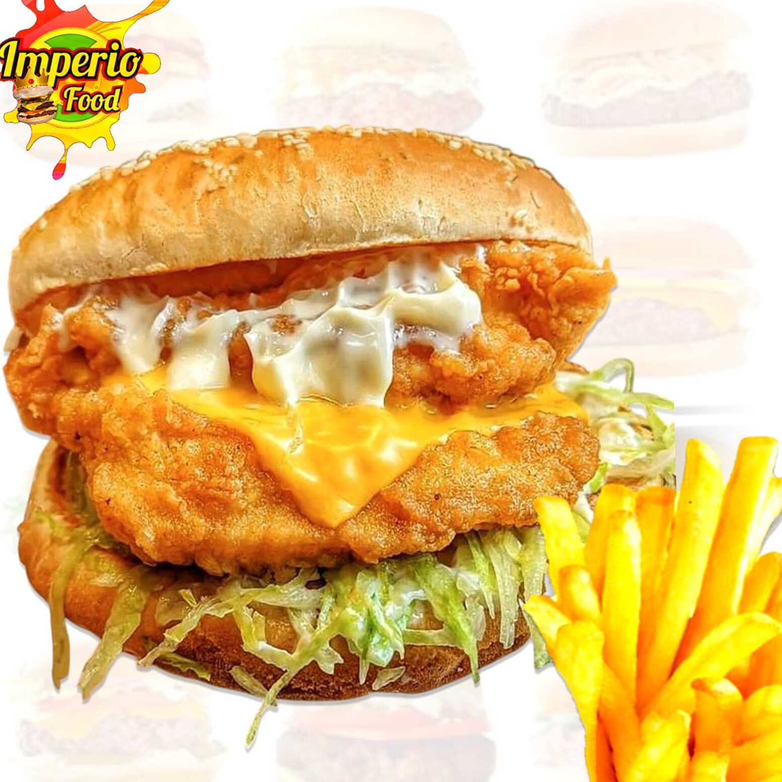 Hamburguesa Doble Pollo + Papas