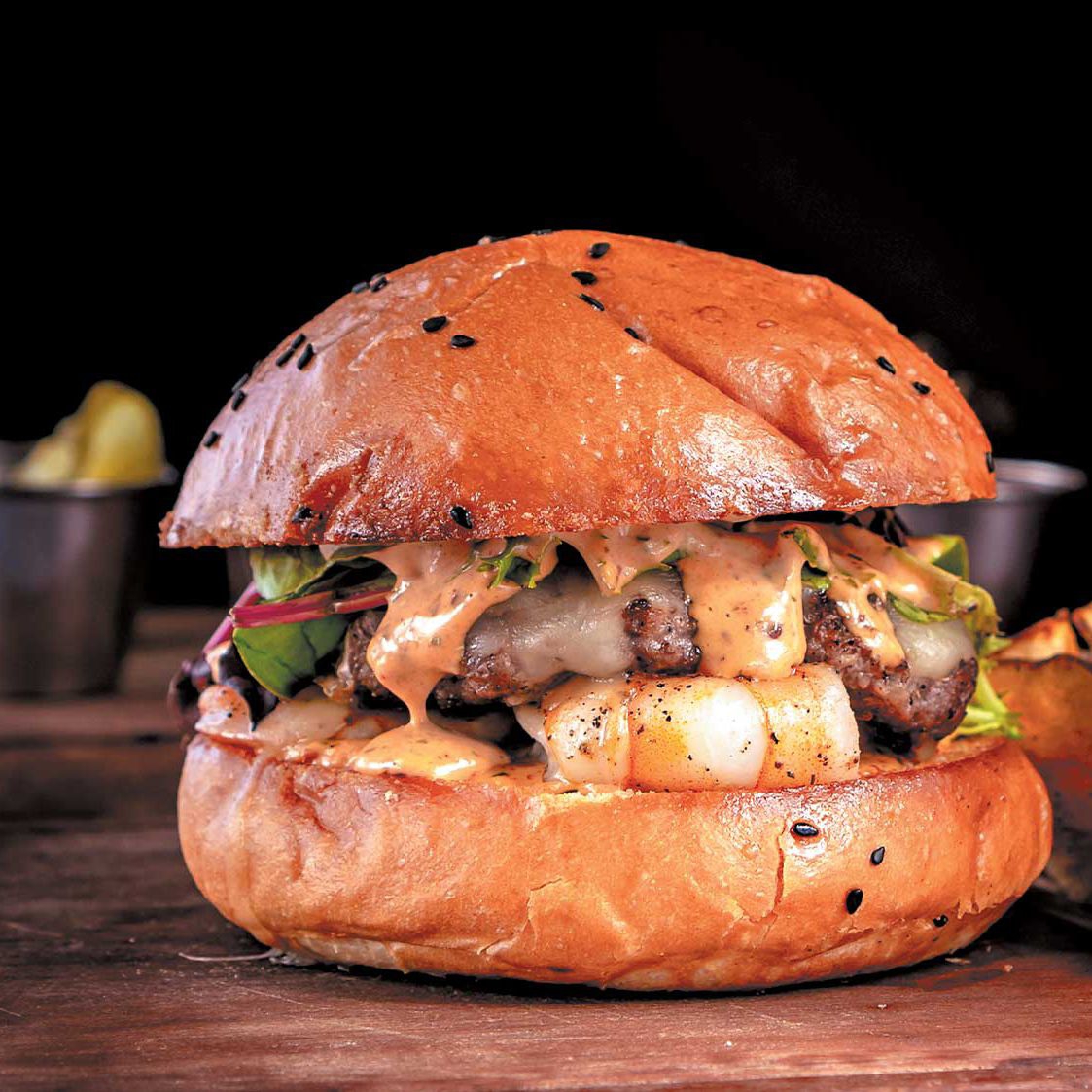 Hamburguesa tierra y mar